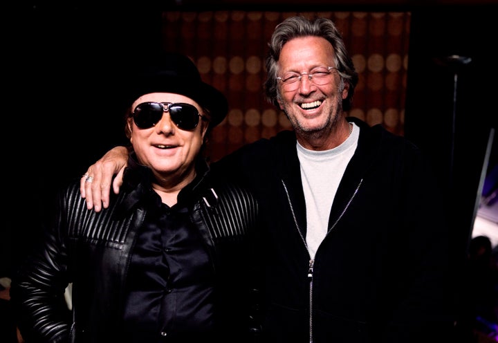 Van Morrison and Eric Clapton backstage during two sold-out nights at London’s Royal Albert Hall in April 2009.