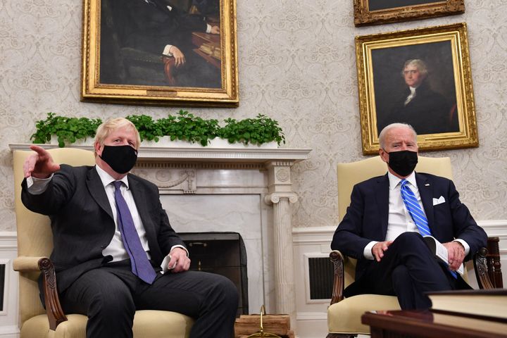 US president Joe Biden holds a bilateral meeting with UK prime minister Boris Johnson at the Oval Office of the White House in Washington.