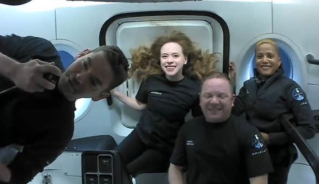 The four private tourists aboard the Crew capsule