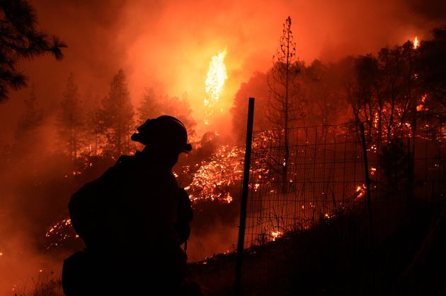 The Dixie fire pictured on August