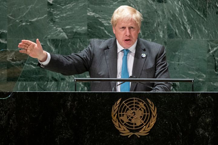 Boris Johnson addresses the 76th Session of the United Nations General Assembly.