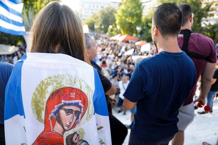 Συγκέντρωση αντιεμβολιαστών στο Σύνταγμα, στις 29 Αυγούστου.