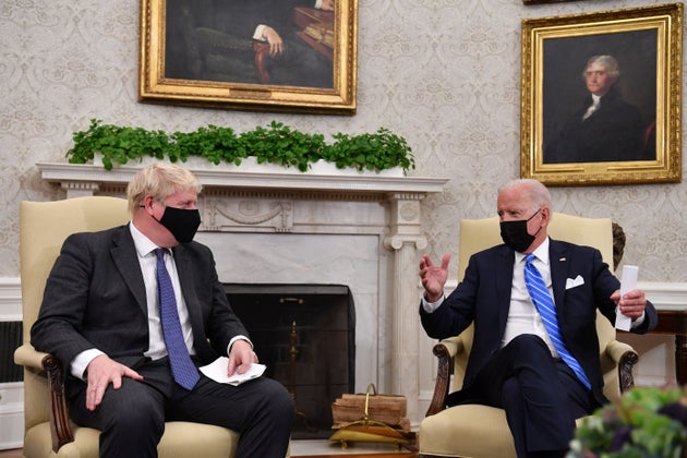 Biden and Johnson during their meeting on Tuesday in the Oval