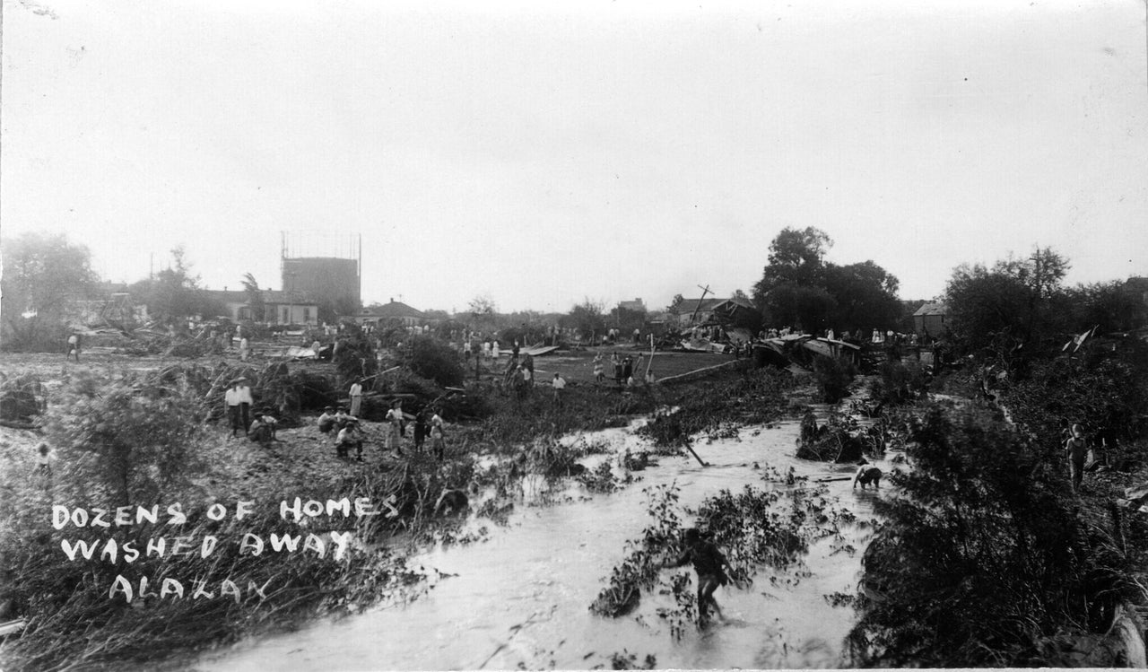 Photos from 1921 show dozens of homes washed away by the waters.