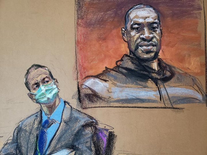 Dibujo del juicio a George Floyd.