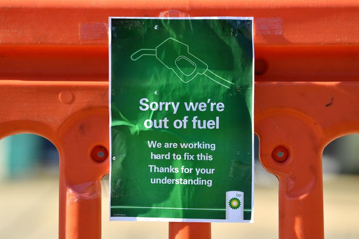 A sign outside a BP petrol station in Hildenborough