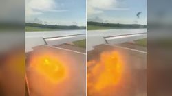 Βίντεο: Μηχανή αεροπλάνου εκτοξεύει φλόγες μετά από σύγκρουση με σμήνος
