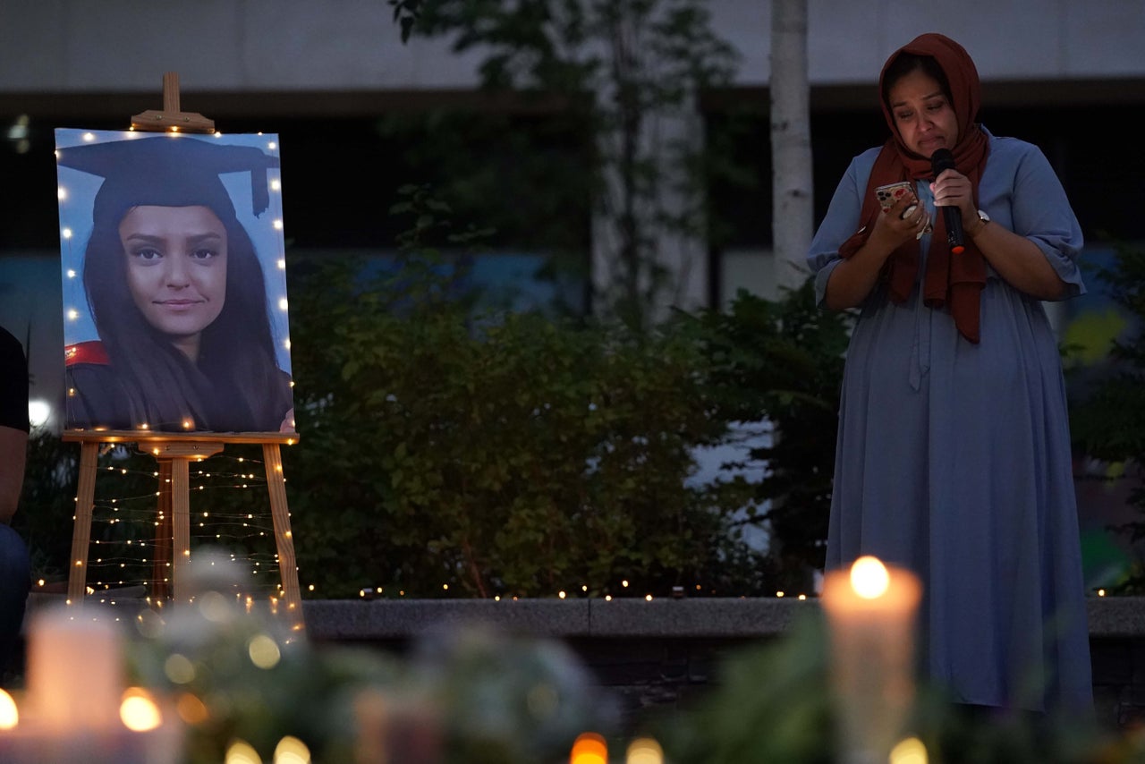 A vigil in memory of Sabina Nessa, and in solidarity against violence against women, at Pegler Square in Kidbrooke, south London.