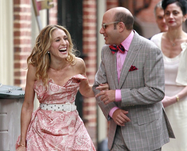 Sarah Jessica Parker and Willie Garson pictured on the set of the first Sex And The City film in