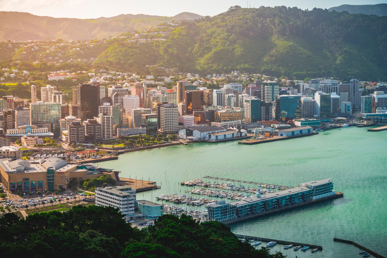 Wellington, New Zealand - November 20, 2019: a panoramic view of Wellington from the top of Mount Victoria.