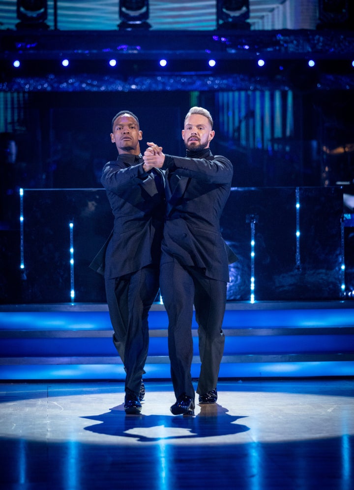 Johannes Radebe and John Whaite on the Strictly dance floor