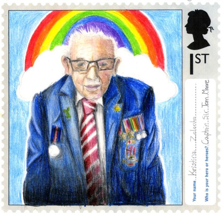 A stamp designed by Kristina Zelenko, aged 11, from All Saints Church of England Primary School in Bishop's Stortford, Hertfordshire. 