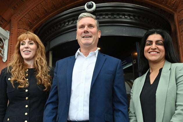Deputy leader Angela Rayner, leader Keir Starmer and national campaign coordinator Shabana