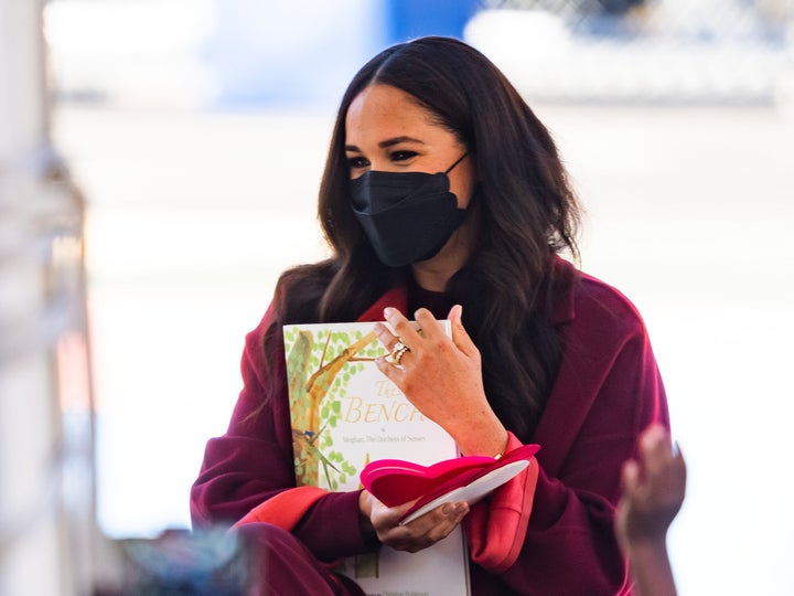 Meghan Markle was seen wearing a black scalloped-edge face mask in Harlem on Sept. 24, 2021 in New York City. 