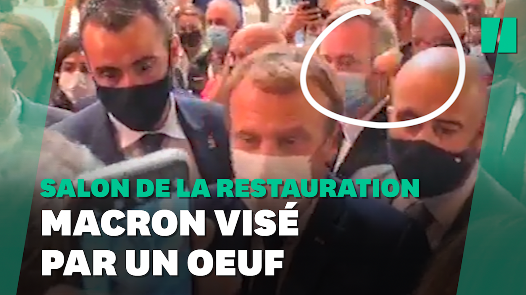 À Lyon, Macron visé par un jet d'œuf lors d'un salon de la restauration