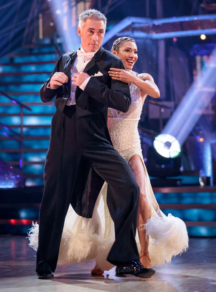Greg and dance partner Karen Hauer on the first Strictly live show