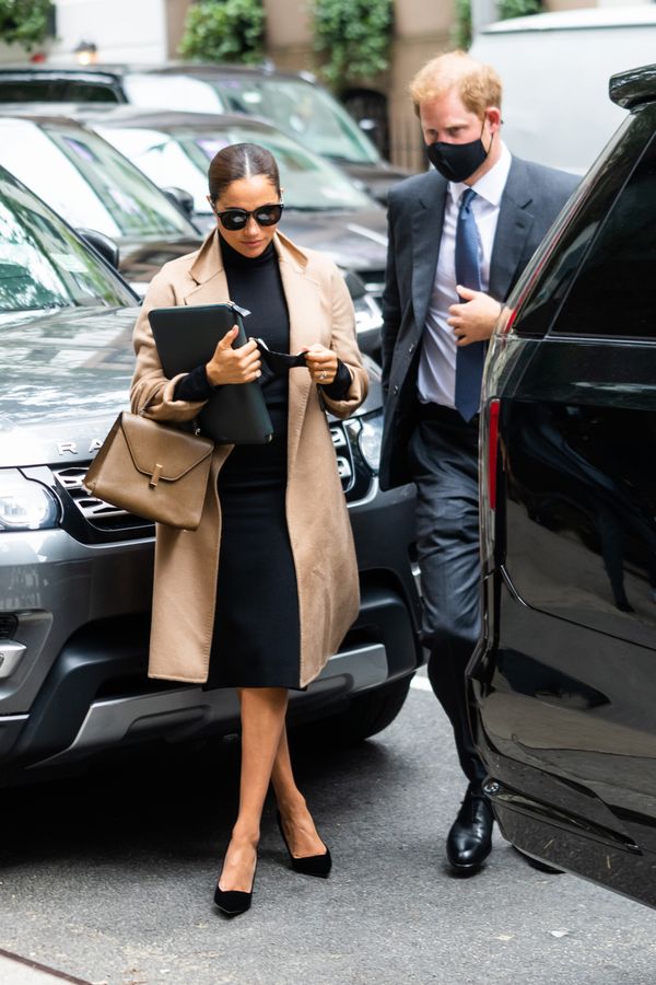 Meghan and Harry arrive at the World Health Organization offices in Midtown Manhattan on Thursday.