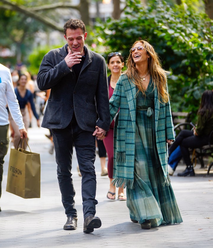 Jennifer Lopez and Ben Affleck are seen on Sept. 26 in New York City.