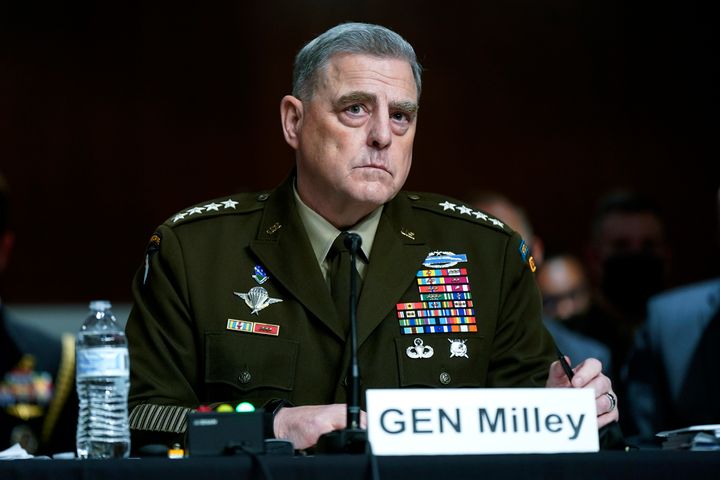 Chairman of the Joint Chiefs of Staff Gen. Mark Milley listens to a Senator's question during a Senate Armed Services Committee hearing on the conclusion of military operations in Afghanistan and plans for future counterterrorism operations, Tuesday, Sept. 28, 2021, on Capitol Hill in Washington. (AP Photo/Patrick Semansky, Pool)