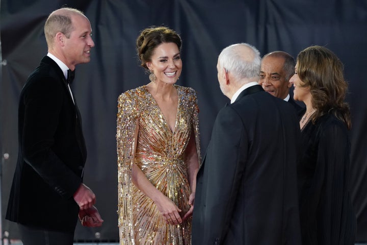 Kate Middleton Dazzles In A Glittering Gold Gown At The James Bond ...