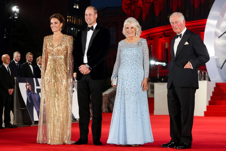 Members of the royal family pose together at the premiere.