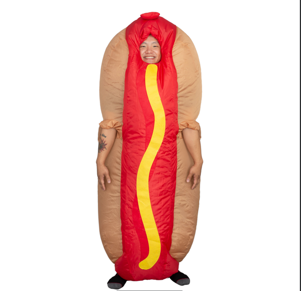 Stuck on what fast food item to be for Halloween? An <a href="https://chubsuit.com/products/hot-dog-inflatable-chub-suit-hall