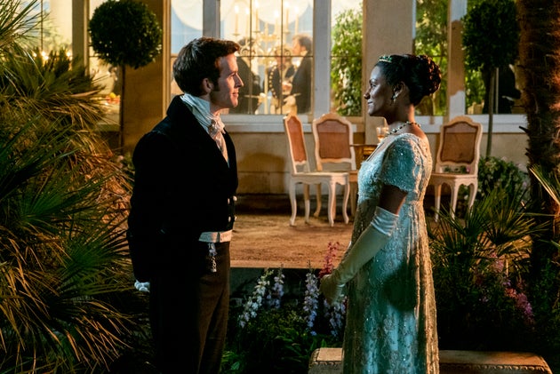 Jonathan Bailey (left) as Anthony Bridgerton with a new love interest Simone Ashley (right) as Kate Sharma...