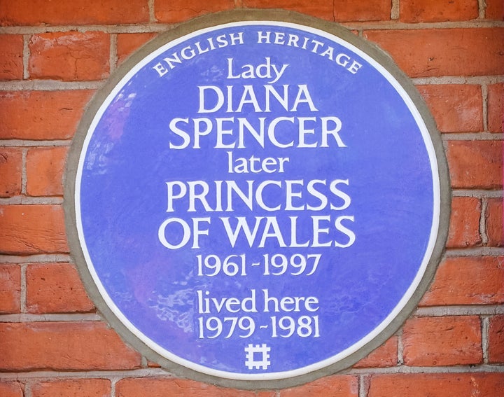 The English Heritage blue plaque is unveiled outside Coleherne Court, Old Brompton Road on Sept. 29. London finally honored the late Princess Diana with a blue plaque at the place she called home in the two years before she married Prince Charles.