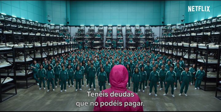 Los participantes de 'El Juego del Calamar' en la habitación principal.