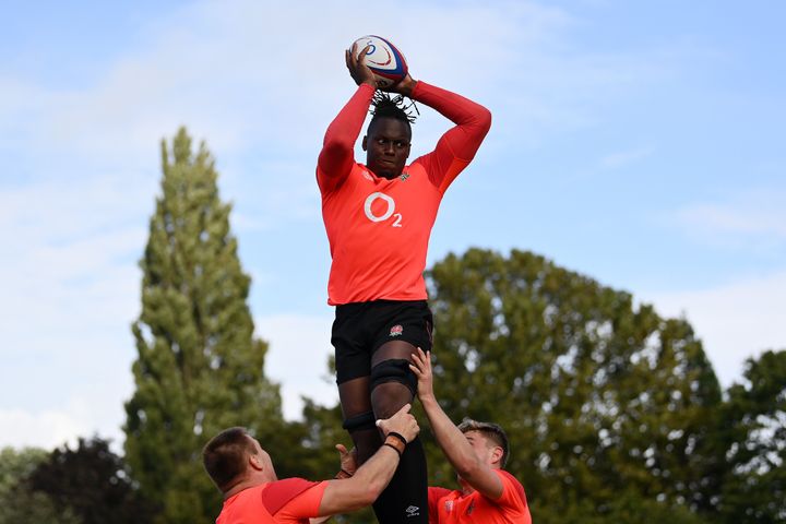 Maro Itoje during a recent training session in London.