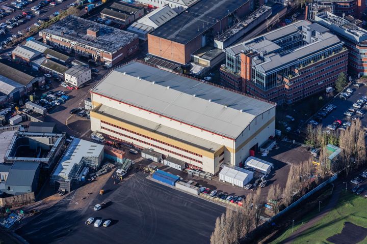 Aerial view of the sound stage used for Strictly Come Dancing on the lot at Elstree Studios in Borehamwood