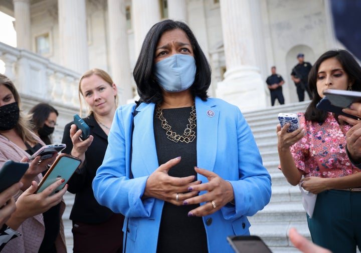 Rep. Pramila Jayapal (D-Wash.) says House progressives will not vote to pass the bipartisan infrastructure bill without meani