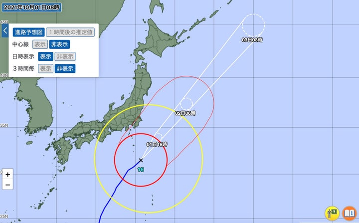 気象庁発表の台風経路図