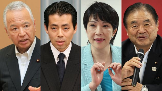 （左から）甘利明氏、福田達夫氏、高市早苗氏、遠藤利明氏