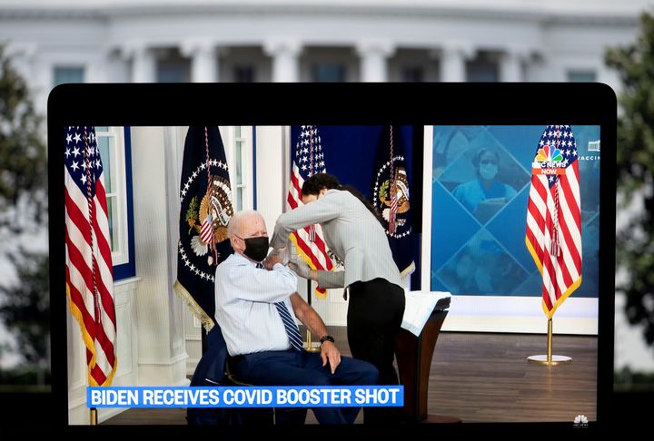 Joe Rogan baselessly suggested President Joe Biden had faked receiving his COVID-19 booster shot.