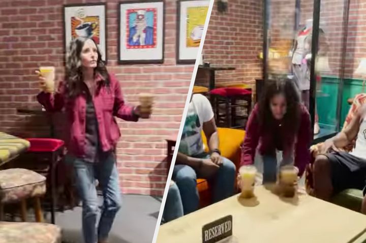 Courteney Cox put in a shift at Central Perk