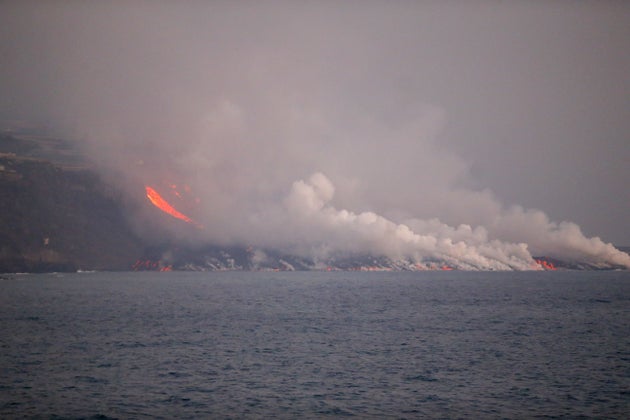 Lava flowing from a volcano that devastated the Spanish island of La Palma continue to flow to the Atlantic...