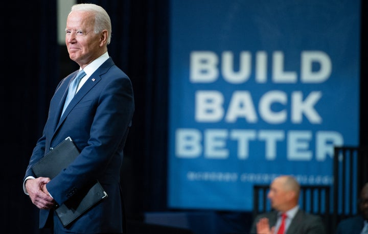 President Joe Biden speaks about his Build Back Better economic plans after touring McHenry County College in Crystal Lake, I