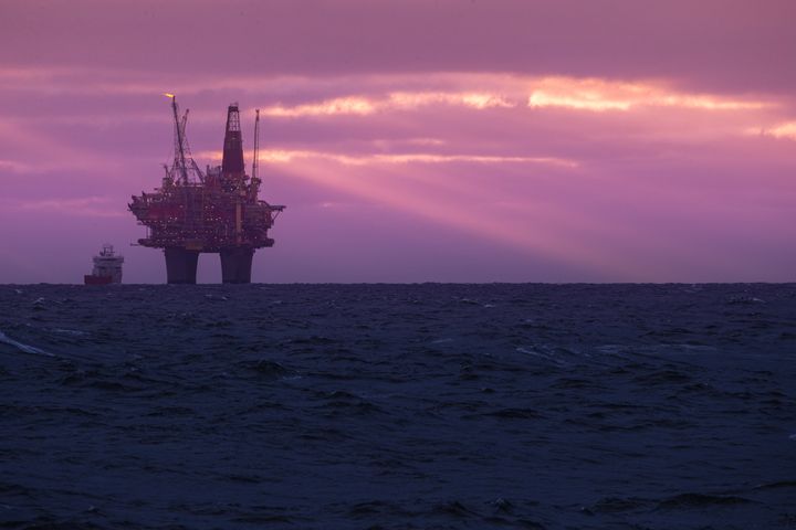 Industrial oil rig offshore platform construction site on the North Seacoast