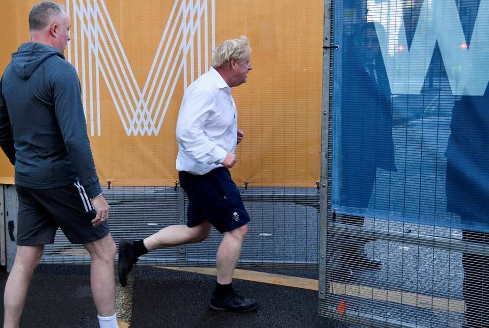 Boris Johnson jogs in the morning before the annual Conservative Party conference in