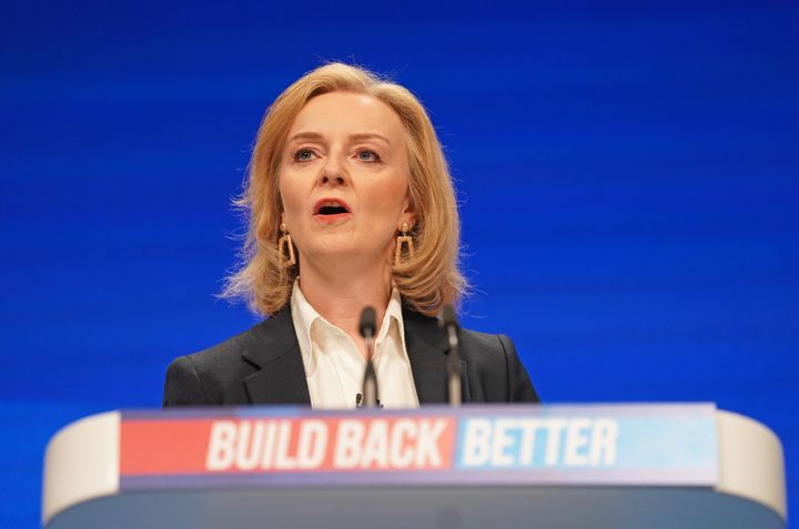 Liz Truss during her speech at the Conservative Party in Manchester