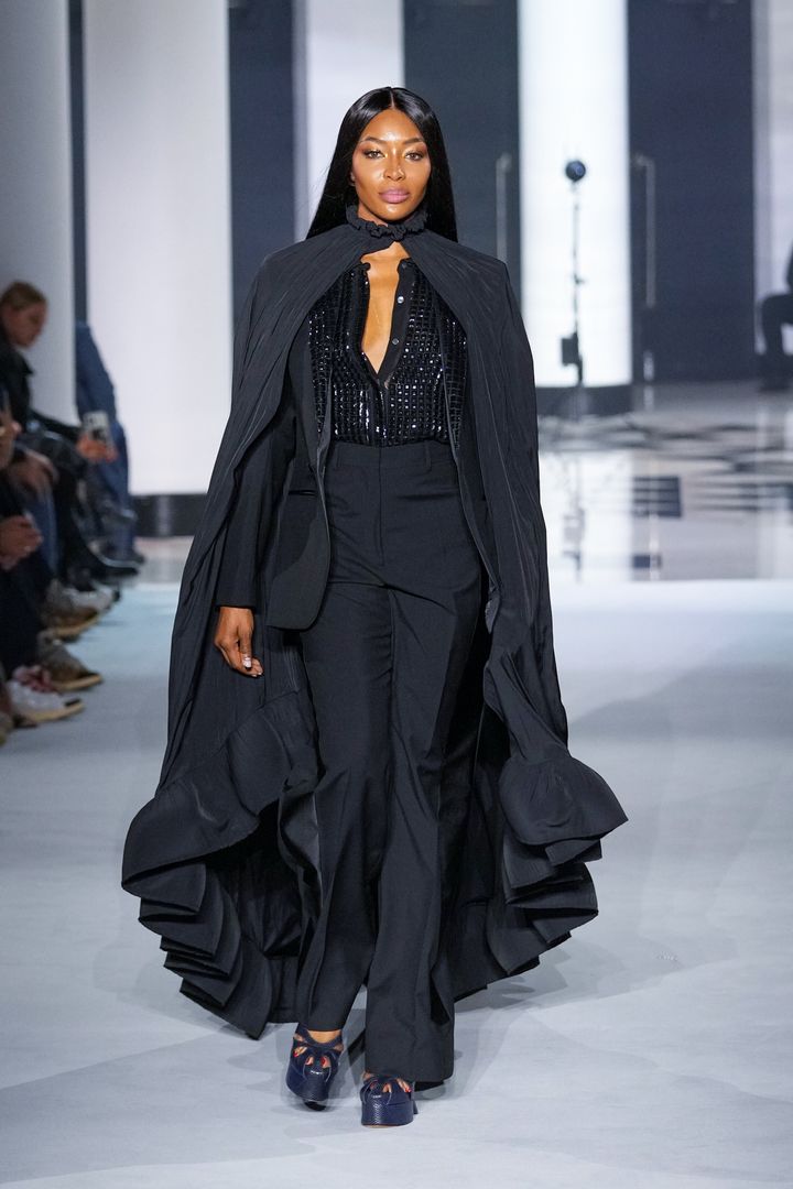 Campbell walks the runway during the Lanvin Womenswear Spring/Summer 2022 show as part of Paris Fashion Week on Oct. 3, in Paris, France.