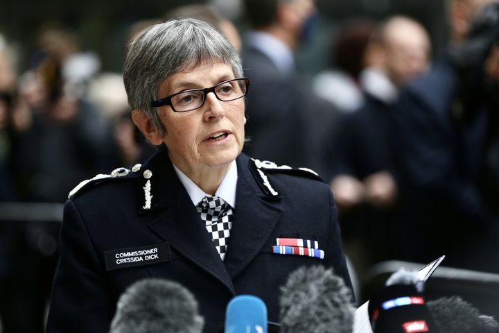 Metropolitan Police chief Cressida Dick speaks to press after Wayne Couzens was sentenced to life in prison for the murder of 33-year-old Sarah Everard.