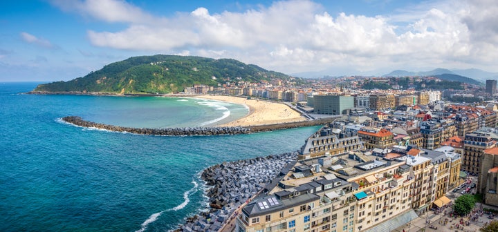 Vista aérea de la playa de Zurriola, en San Sebastián.