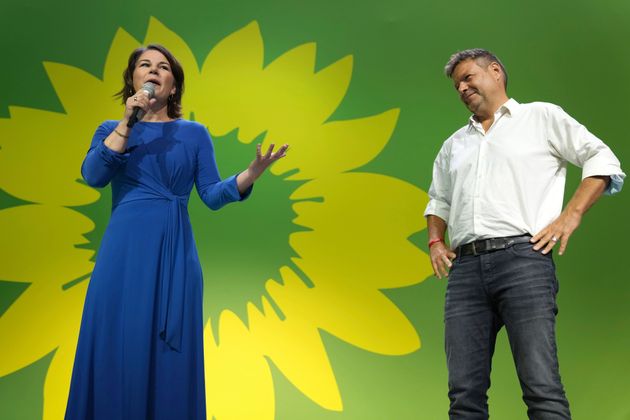 Annalena Baerbock et Robert Habeck, leaders des écologistes allemands, à Berlin le 26 septembre 2021.