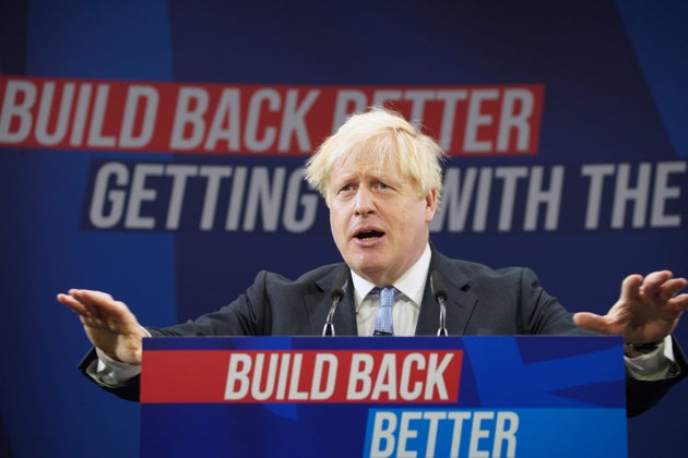 Prime Minister Boris Johnson delivers his keynote speech at the Conservative Party Conference in