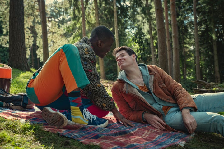 Ncuti Gatwa plays Eric Effiong and Connor Swindells plays Adam Groff in Episode 2 of "Sex Education" Season 3.