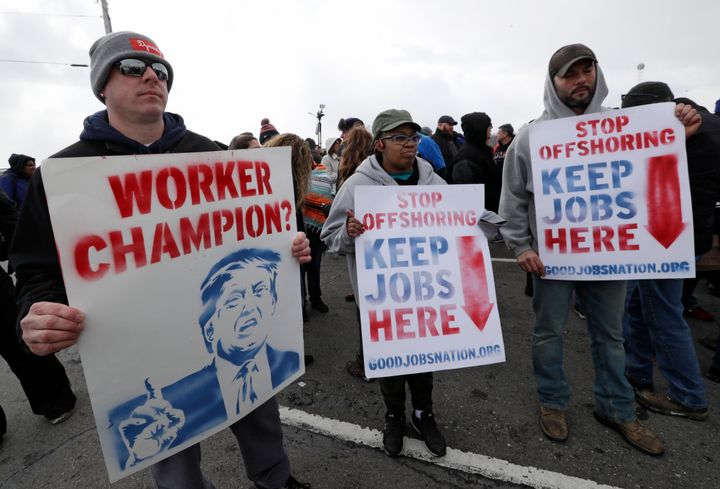Auto workers protest outside General Motors' Lordstown plant on the day it idled, March 6, 2019. Ryan maintains that he fought as hard as he could to keep the plant open.