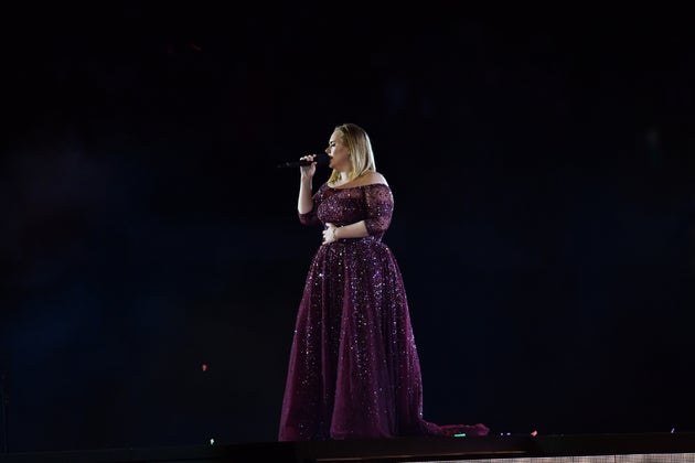 Adele on stage at Wembley