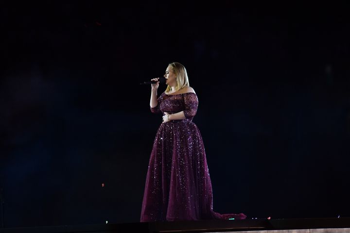 Adele on stage at Wembley Stadium
